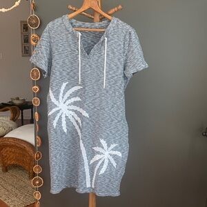 Chico's Blue Palm Print Mini Dress